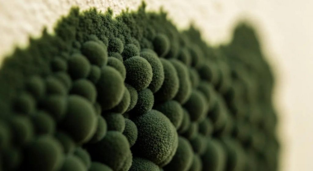 Technician safely removing mold-infested materials during remediation