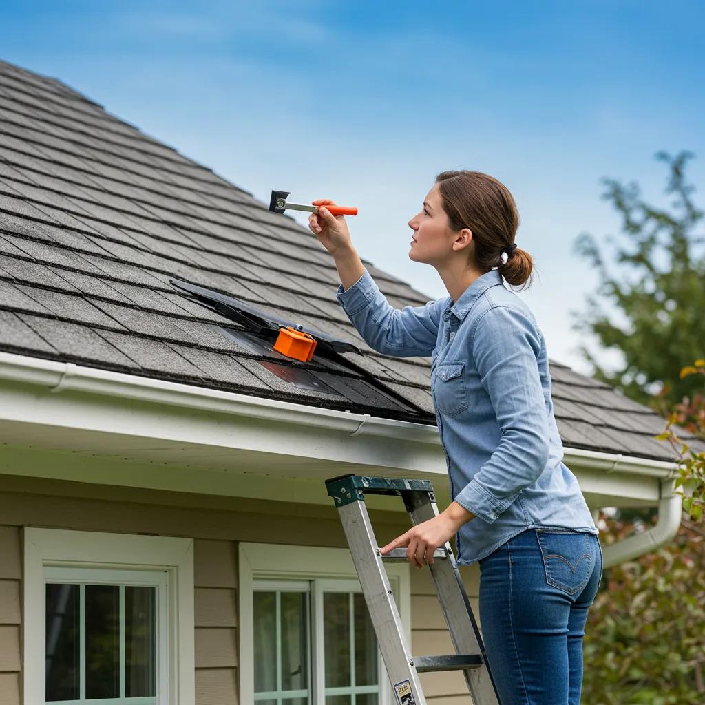 Homeowner inspecting roof gutters for blockages to prevent water damage